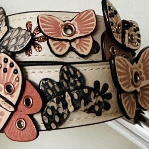 Extremely Rare Coach Butterfly Appliqué Novelty Shoulder Strap Leather and snake